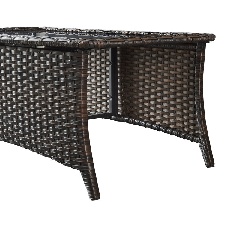 Outdoor Patio Wicker Sofa Conversation Set With Swivel Chairs And Coffee Table, Brown, Gray