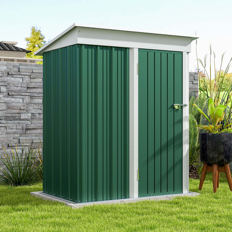5 Ft. X 3 Ft. Outdoor Storage Metal Shed, Green/White