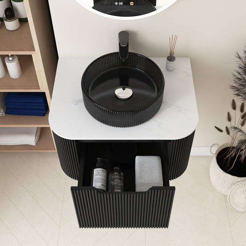 Meuble-lavabo 24 po avec lavabo, 24", Noir, Noir