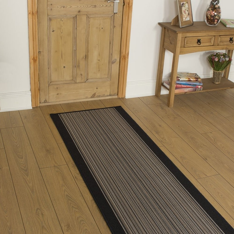 Baitz Looped/Hooked Graphite Indoor Rug, Runner 390cm x 80cm