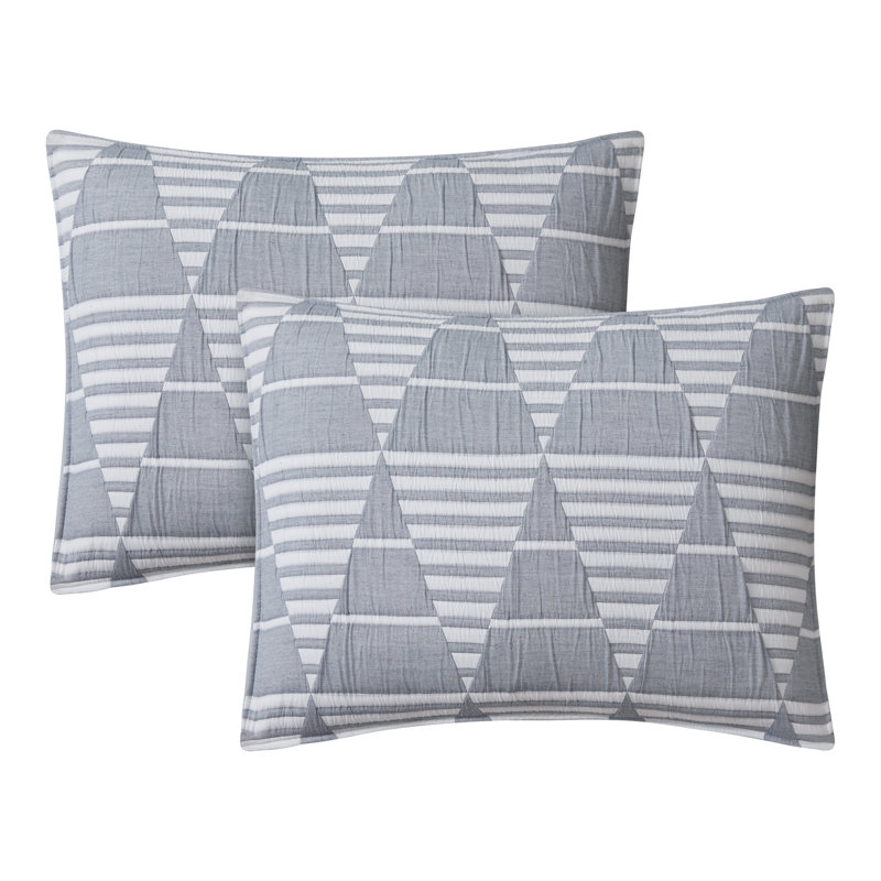 Ensemble de courtepointe réversible en mélange de coton tissé doux toutes saisons 3 pièces DESIGN STUDI, Bleu