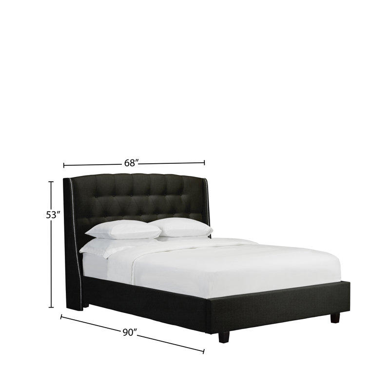 Lit plateforme en tissu d’ameublement Stoneking, Grand, Cuir - Noir