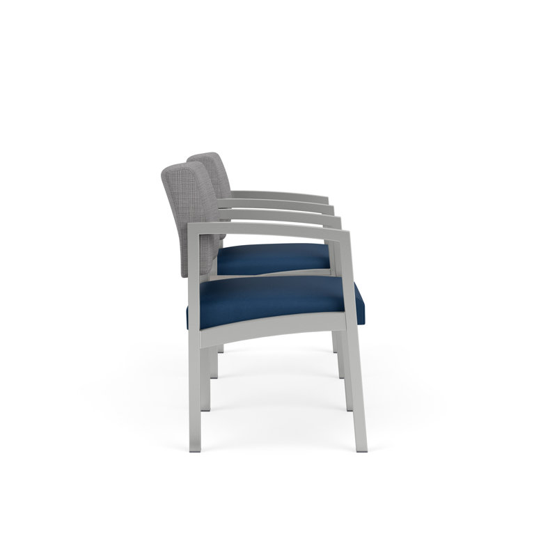 Structure en tandem 2 places avec table centrale Lenox, Argent, Sarum Twill, Chambray gris / Patriot Plus Blue Ridge
