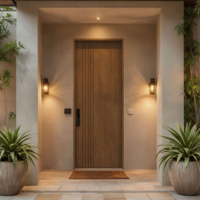 Porte à panneau 96 po Vara Slab Only Acajou - Contemporain, moderne, brut