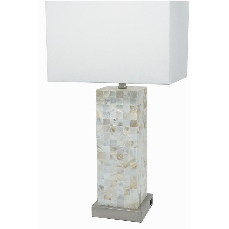 Lampes de table 2 pièces à motif mosaïque moderne blanc avec abat-jour blanc doux