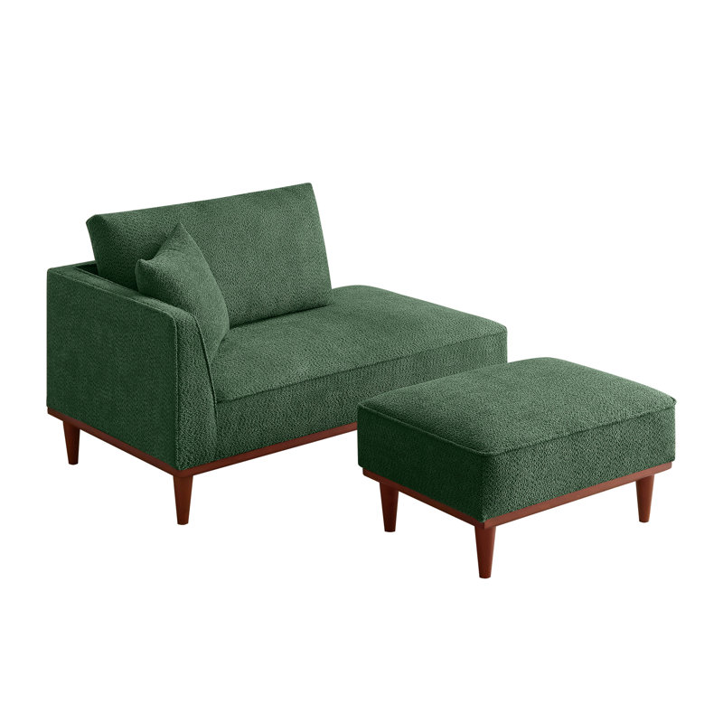 Chaise longue et tabouret rembourrés Finken, Vert