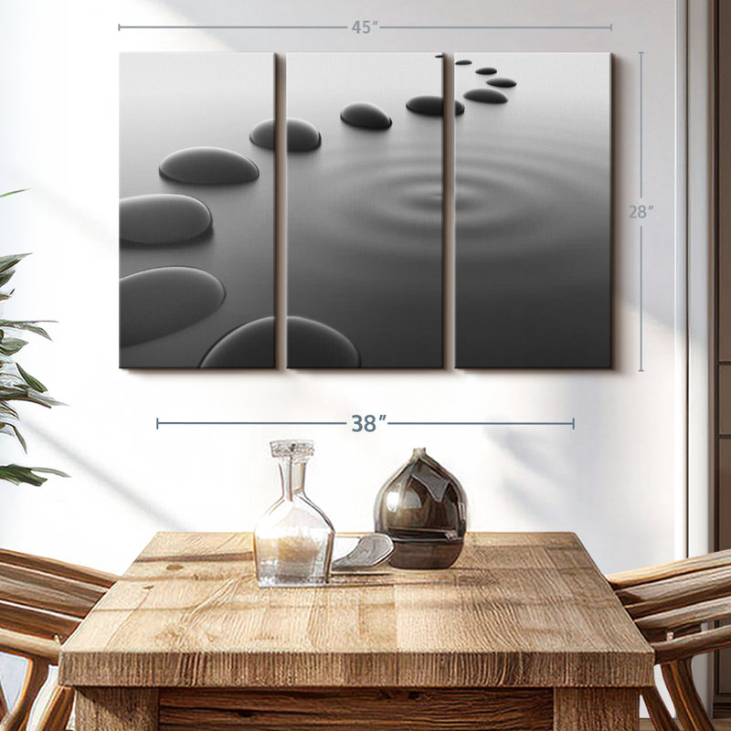 «Pebbles On Water» sur toile, H 28 po x l 45 po