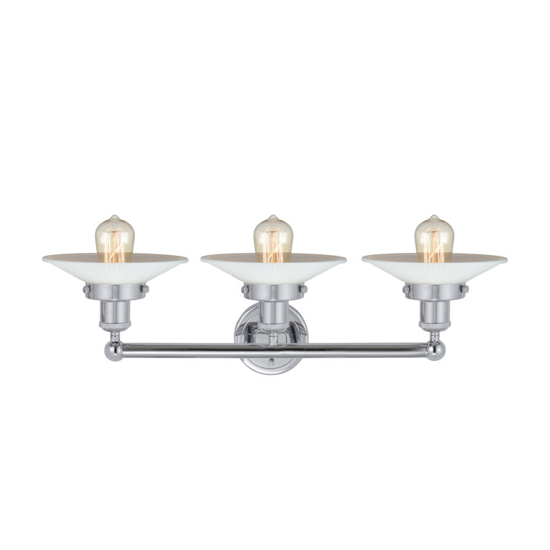 Éclairage pour salle de bain 3 lumières à intensité variable, Transparent, Chrome poli, H 12 po x l 34,5 po x P 8,25 po