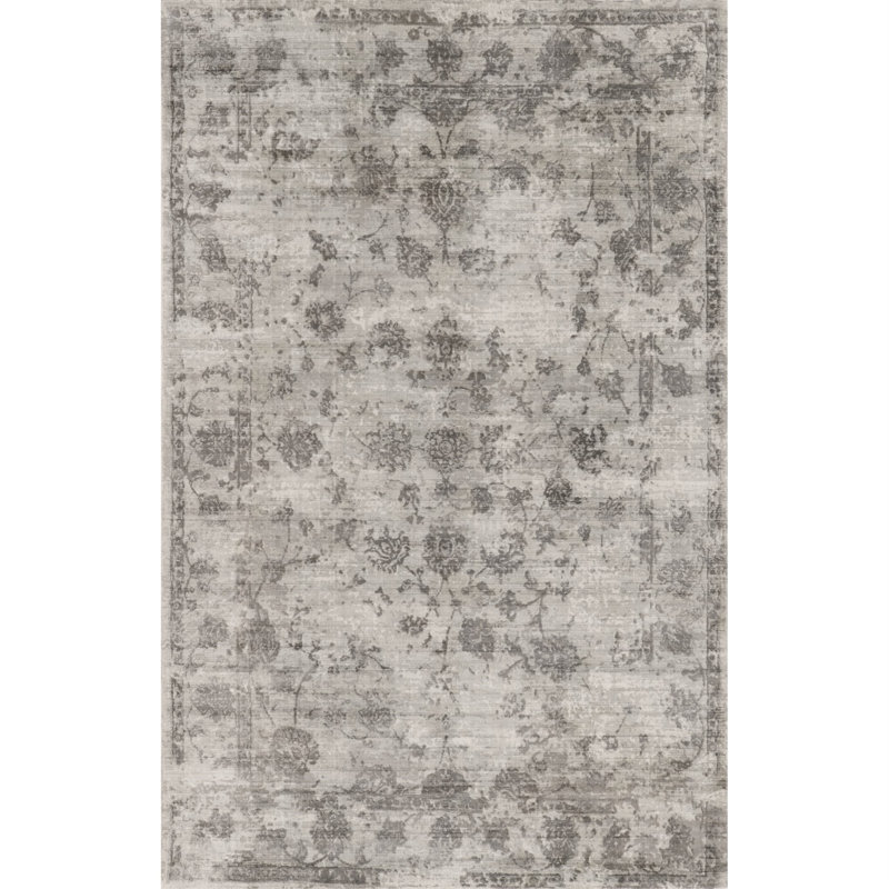 Overbey Abstract Handmade Hand Knotted Gray Area Rug, Rectangle 9' x 13'