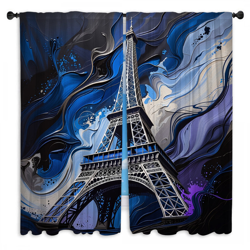 Rideaux de fenêtre Tour Eiffel obscurcissant et obscurcissant - 2 panneaux, 40in x 50in - 2 panels, Transparent