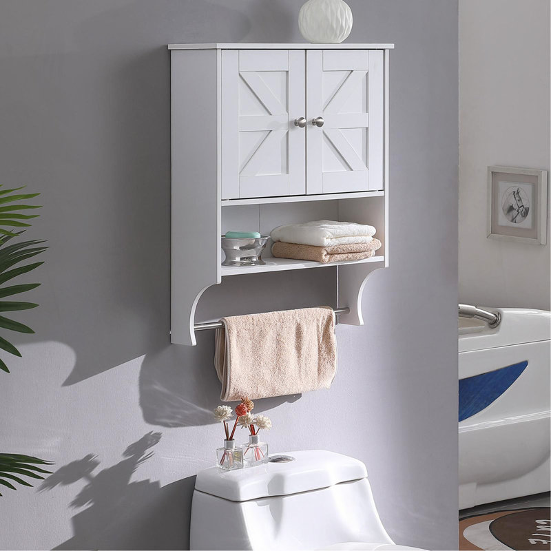 Over The Toilet Storage Cabinet,Farmhouse Medicine Cabinet With 2 Door And Adjustable Shelves,21.65 X 7.1 X 27.6 Inches, Bathroom, Living Room