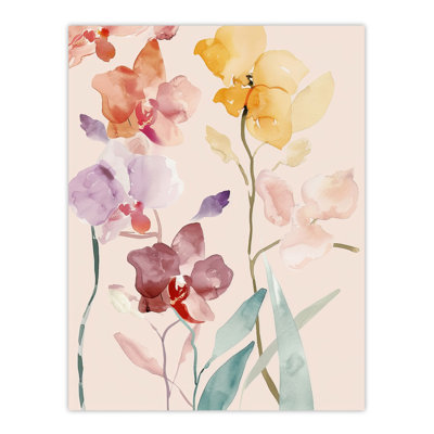 Abstract Orchid Flowers Watercolour Wall Art Print