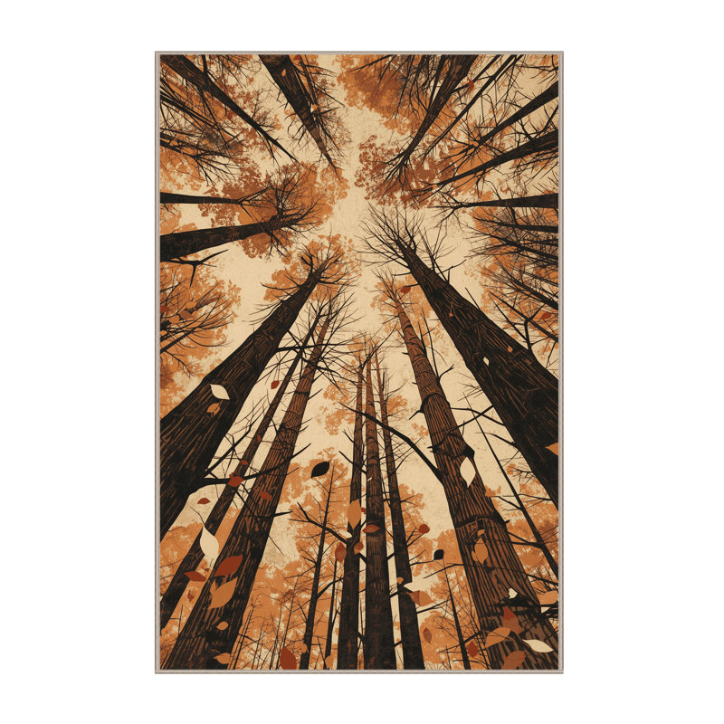 Tapis brun doux et moelleux au look rustique et moderne de style rétro Tonnele, 7 x 9