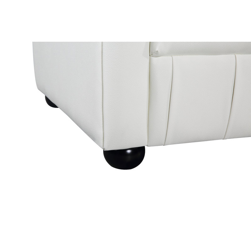 Fauteuil Chesterfield de 41,34 po Deondray, Cuir véritable beige