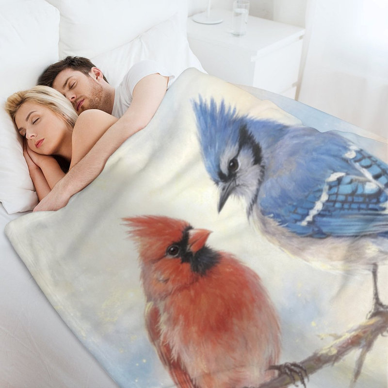 Jeté en flanelle Cardinal & Blue Jay, 30 po x 40 po