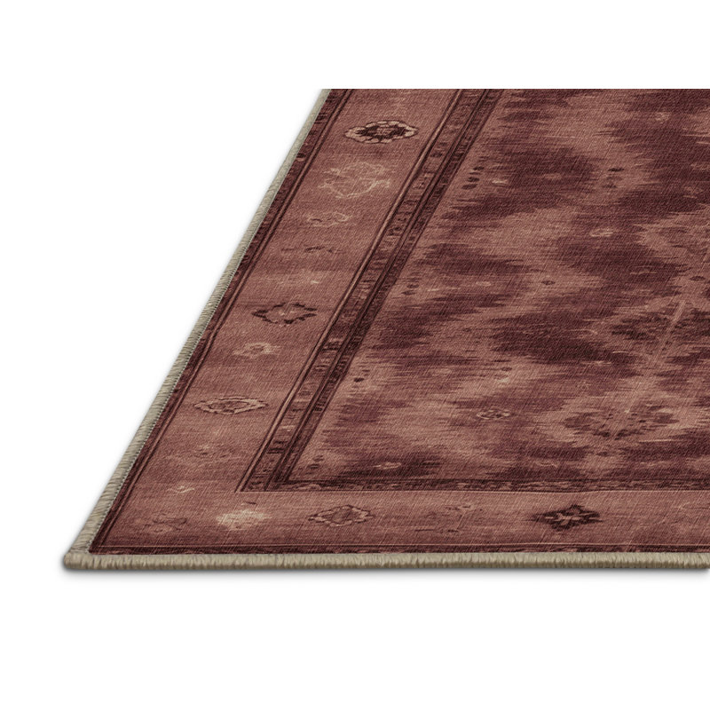 Machine Washable Overdyed Brown Area Rug, Rectangle 2' x 3'