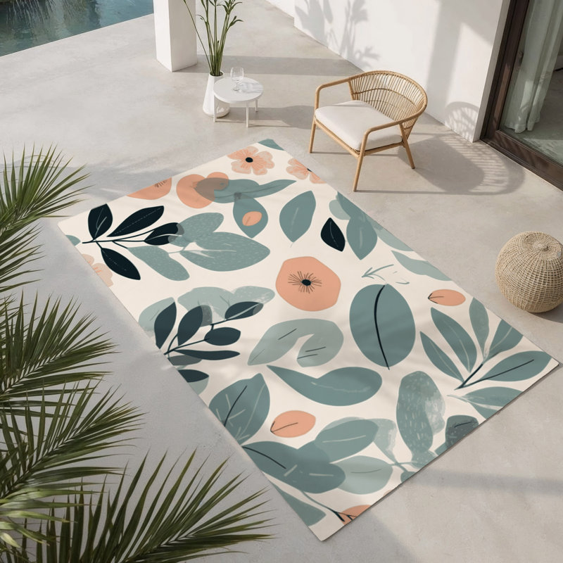 Tapis intérieur et extérieur Blush Meadow, Rectangulaire 3 pi x 5 pi
