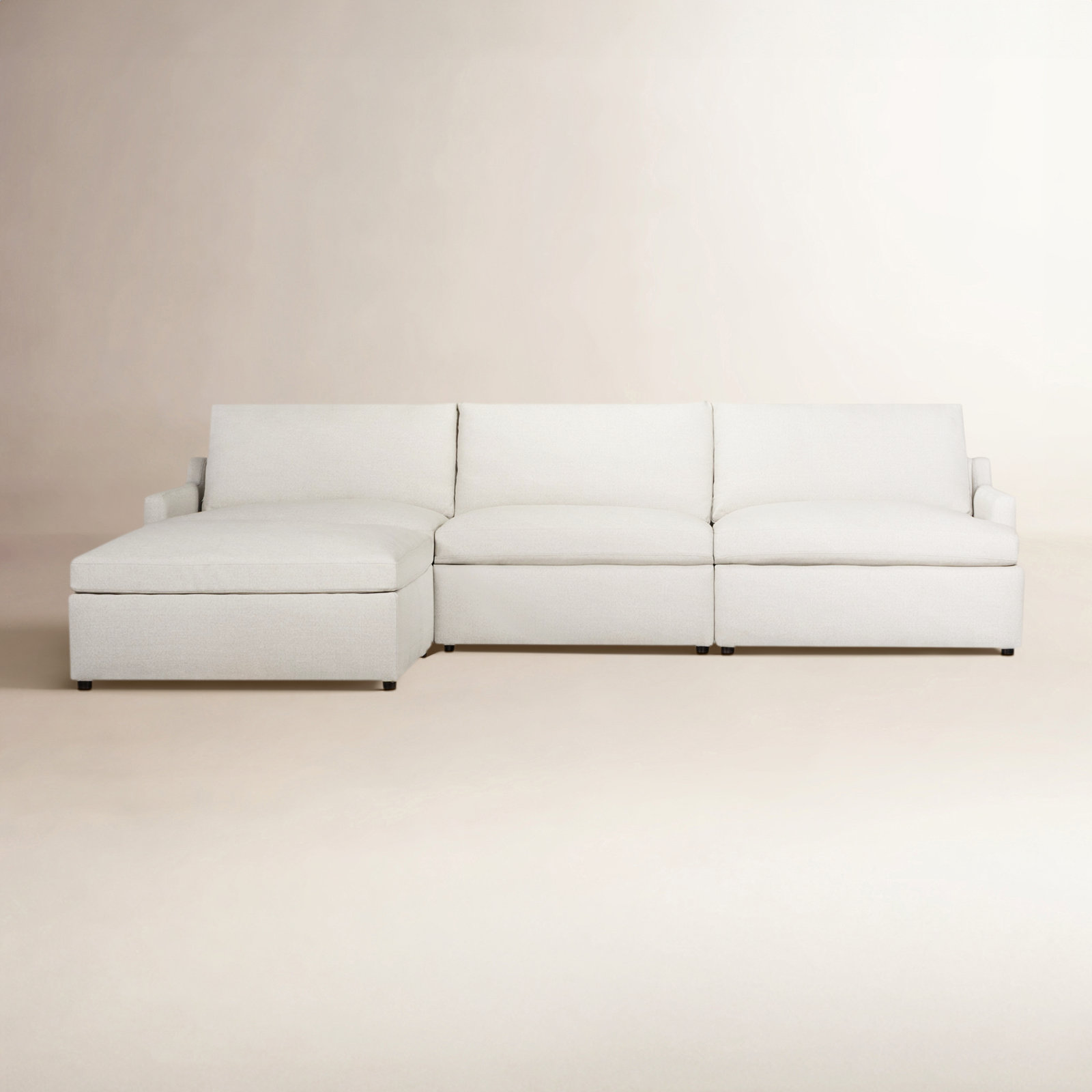 Essex 4 - Piece Upholstered Modular Sectional, Macarena Light Gray Basketweave Fabric