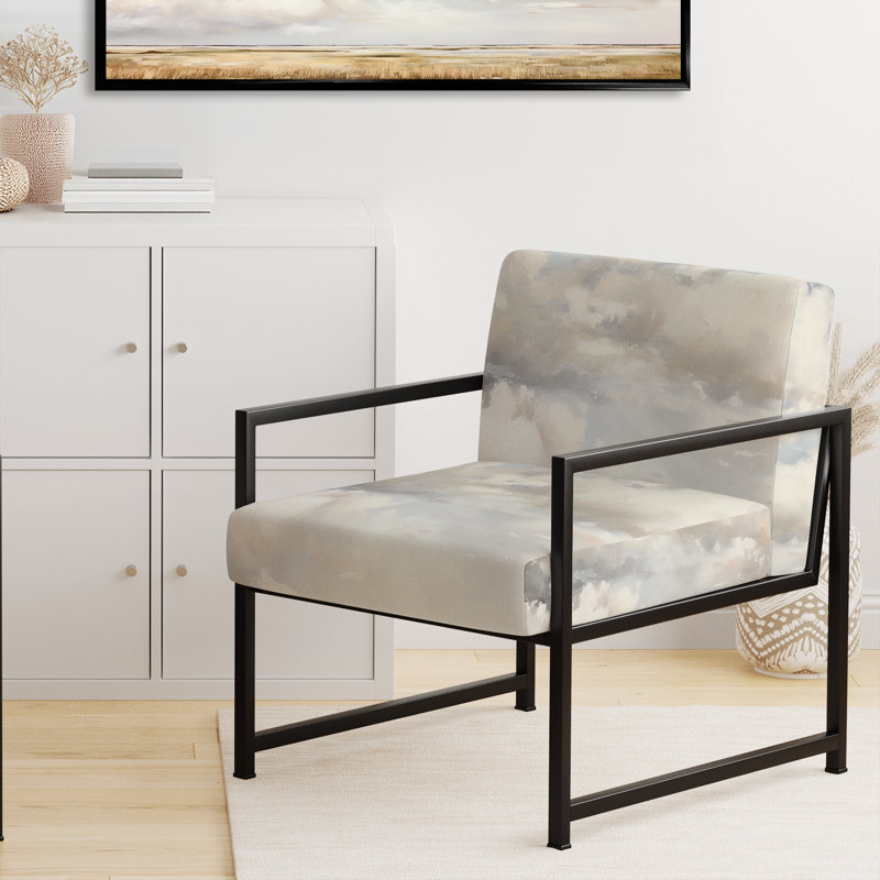 Chaise blanche avec accoudoirs minimaliste, fauteuil Cloudscape, Noir