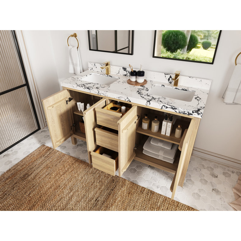 Chêne blanc Elizabeth X P 22 po Meuble-lavabo double en D