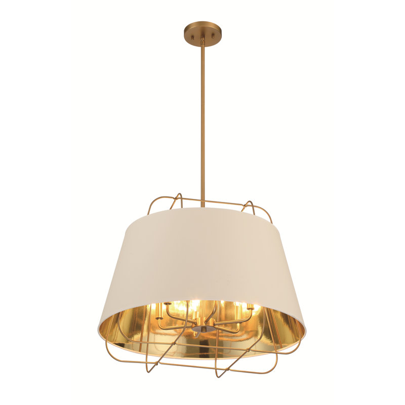 Luminaire suspendu conique à 6 lumières Tura, Laiton, Blanc