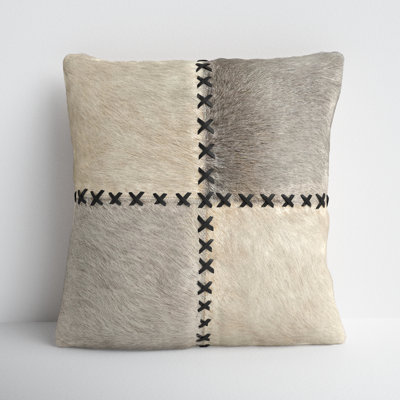 Ilara Patchwork Leather/Suede Throw Pillow