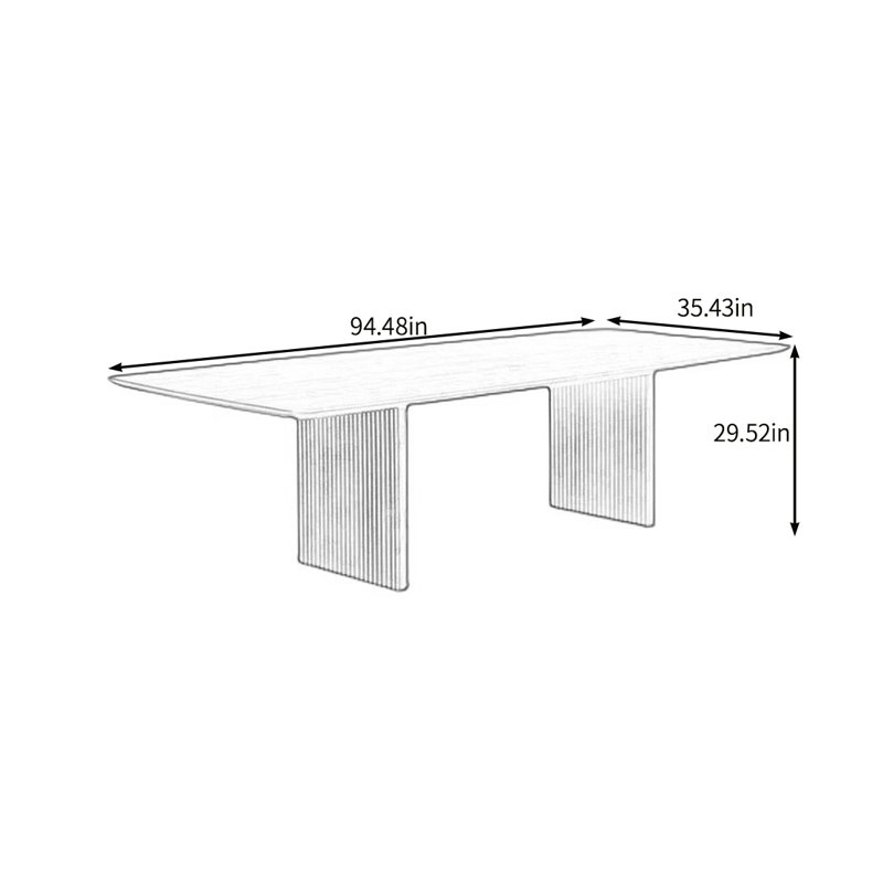 Table de salle à manger écologique en bois, H 29,52 po x L 94,48 po x l 35,43 po