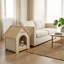 Niche d'intérieur moderne pour chien avec coussin en EVA - Niche en cèdre massif pour petits chiens et chats