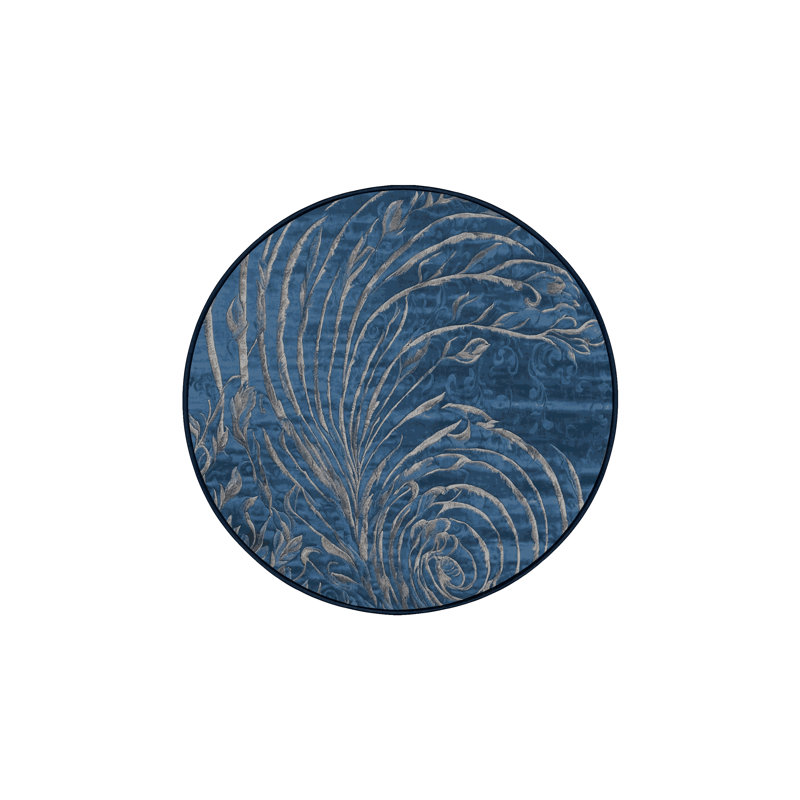 Machine Washable Gray Area Rug, Round 4'