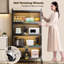Kitchen Storage Cabinet, Kitchen Bakers Rack With 4 Foot Pads, 360° Swivel Lockable Casters And 4 Hooks, For Dining Room