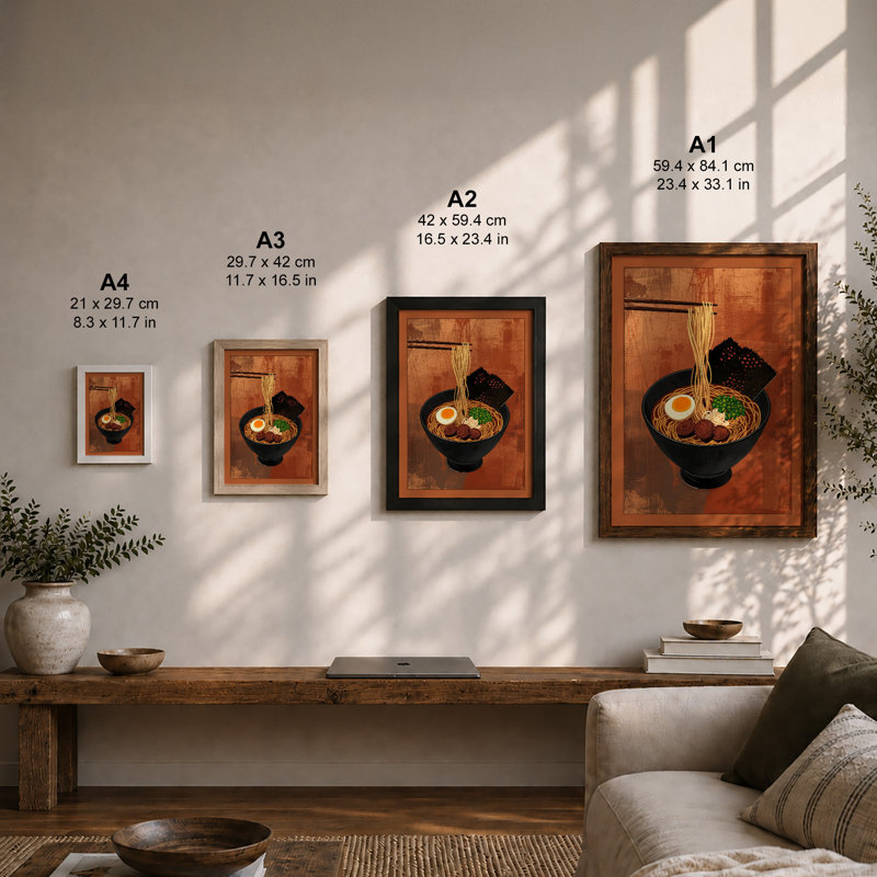 Bowl of Ramen Modern - Framed Print, A1 - 84.1 x 59.4 cm, Black