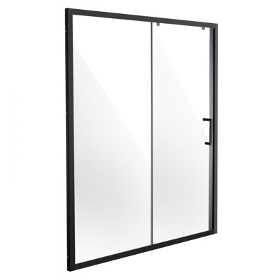 Porte de douche semi-sans cadre, l 57,7-59 po x H 70 po, porte de douche coulissante en verre trempé transparent de 1/4 po (6 mm), imperméable et incassable avec quincaillerie en acier inoxydable, noir mat