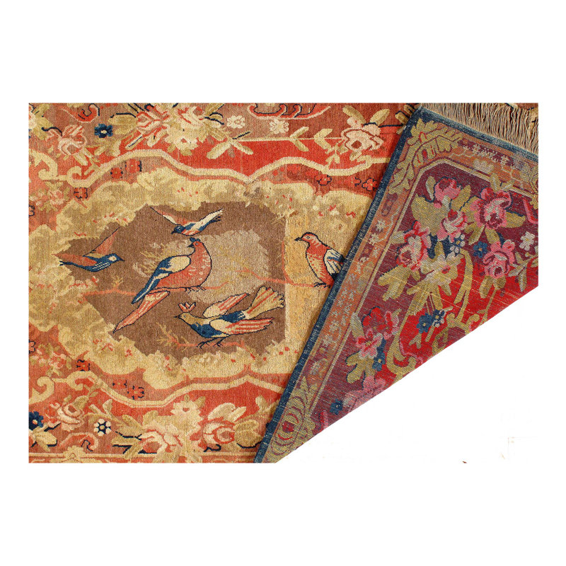 Tapis unique en laine rouille / brun de 4 pi 7 po x 8 pi 1 po Adalhard