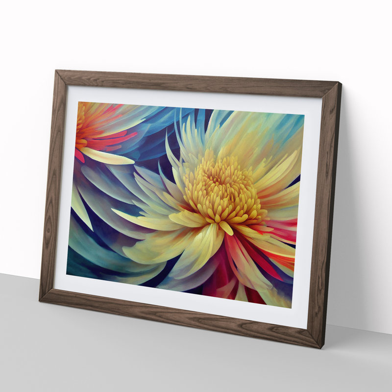 Beauteous Chrysanthemum Flowers - Framed Print, 34cm H x 46cm W x 2cm D, Walnut
