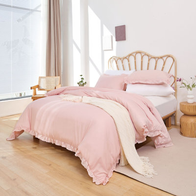  superfiber comforter set with all season ruffled three-piece