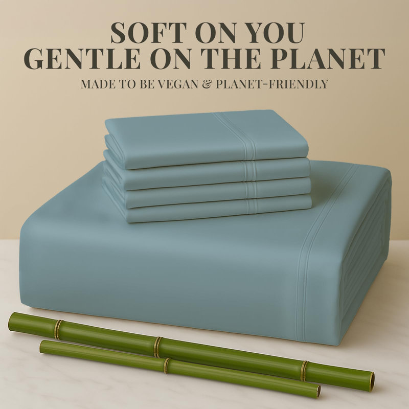 Premium Rayon From Bamboo Blend Sheet Set With Deep Pockets, Cooling and Breathable, Full Sheet Set with 4 Pillowcases