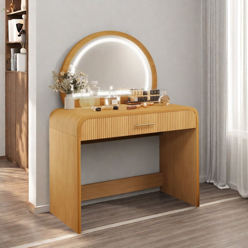 Makeup Vanity Table With Mirror Touch Screen Lighted Mirror, Dressing Table And Drawer