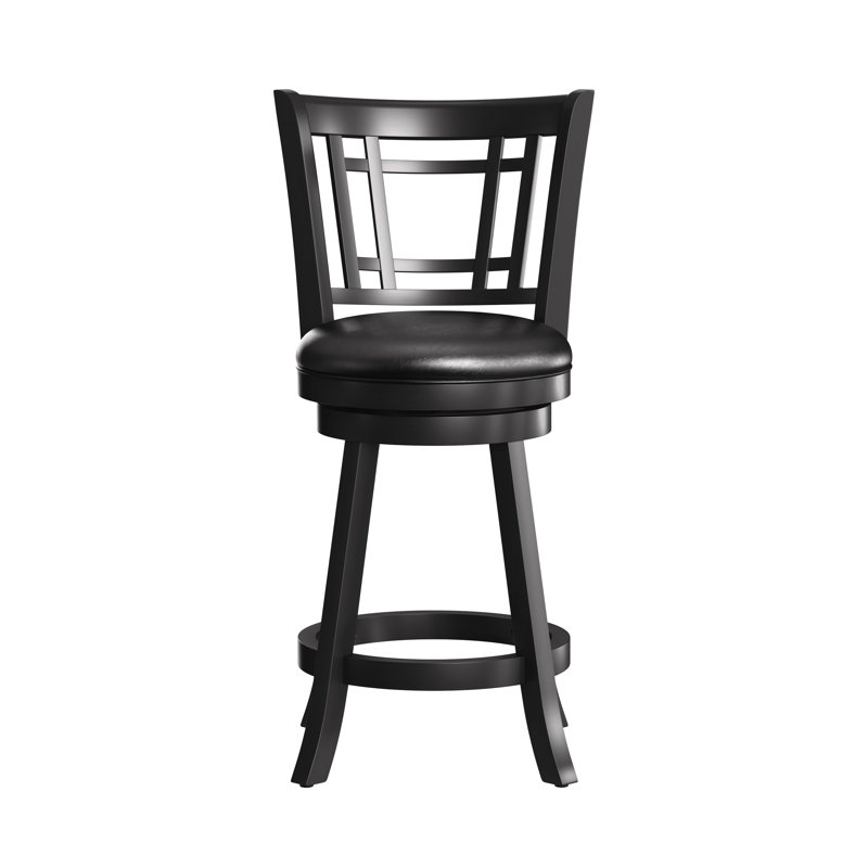 Henock Swivel Upholstered Counter Stool, Black, Counter Stool (24.5" Seat Height)