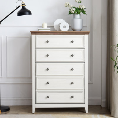 5 Drawers Storage Cabinet Beige - Ideal For Home Organization Chest Of Adds Warmth To Your Space