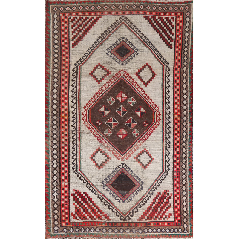Tapis tribal rétro en laine 5 x 8 po