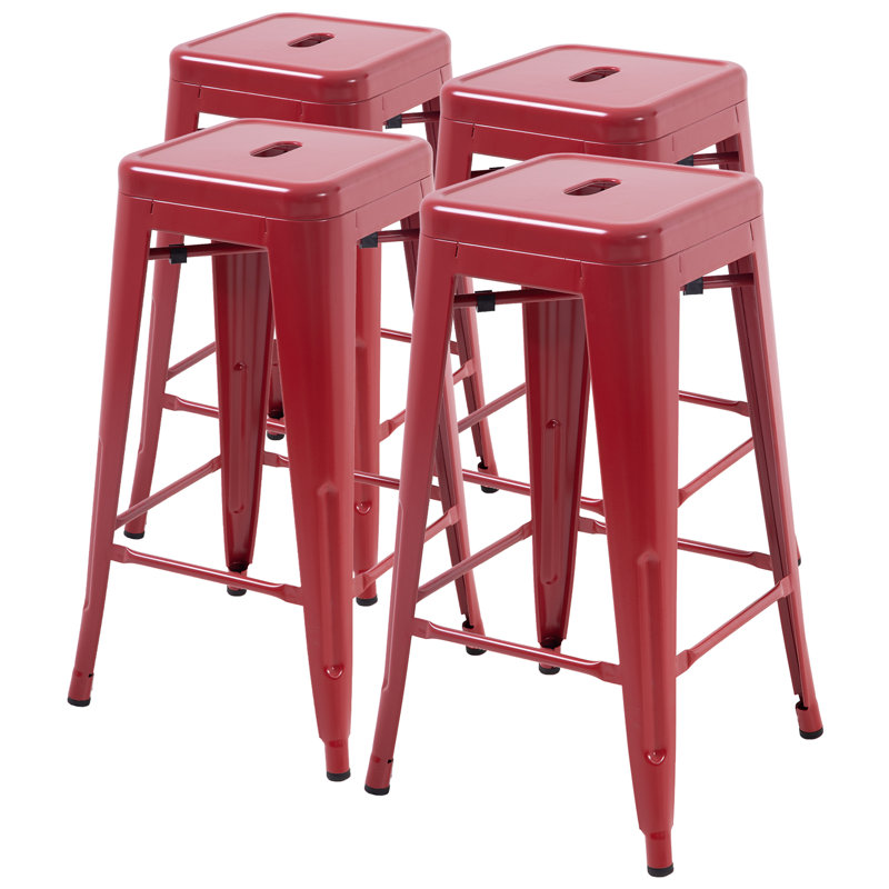 Joliet Counter Stool with Metal Frame, Red