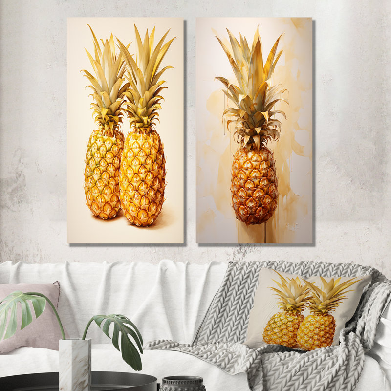 Pinapple Golden Grove - ensemble de 2 ananas en métal, H 28 po x l 24 po
