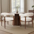 Upholstered Dining Chair Barrel Armchair With Wood Frame Side Chair
