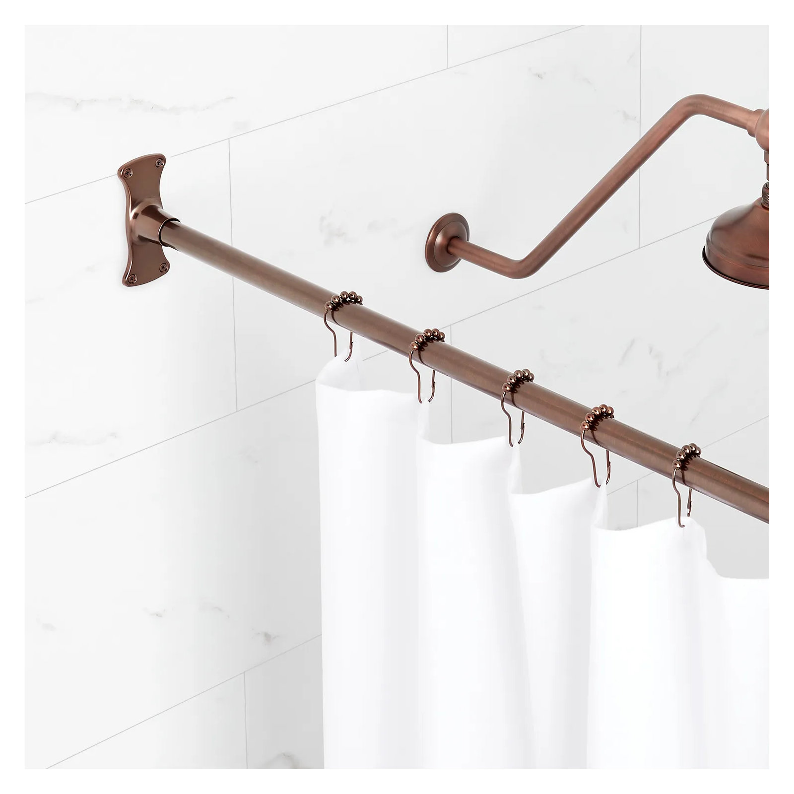 72" Brass Straight Shower Curtain Rod, Oil Rubbed Bronze