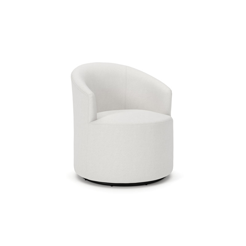 Fauteuil demi-tonneau pivotant rembourré Deryn, Natté Macarena beige