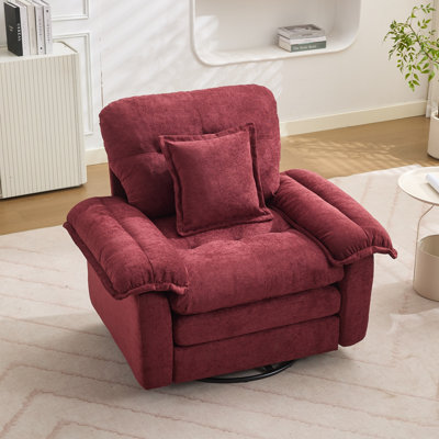  Canapé d'appoint rembourré 360 ° en chenille avec coussin décoratif
