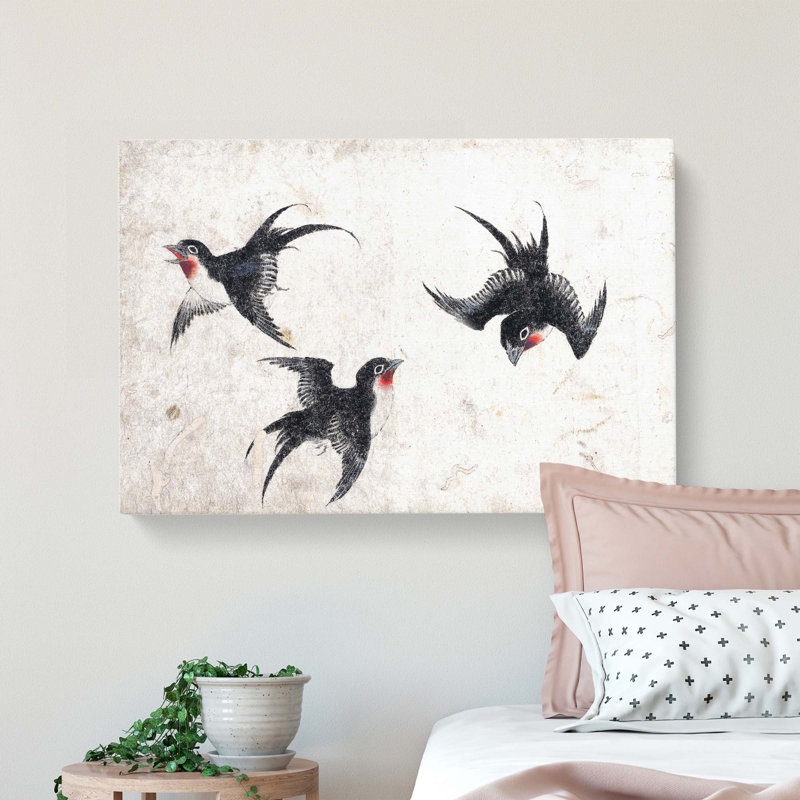 Three Swallows by Katsushika Hokusai - Wrapped Canvas, 40cm H x 60cm W x 3cm D