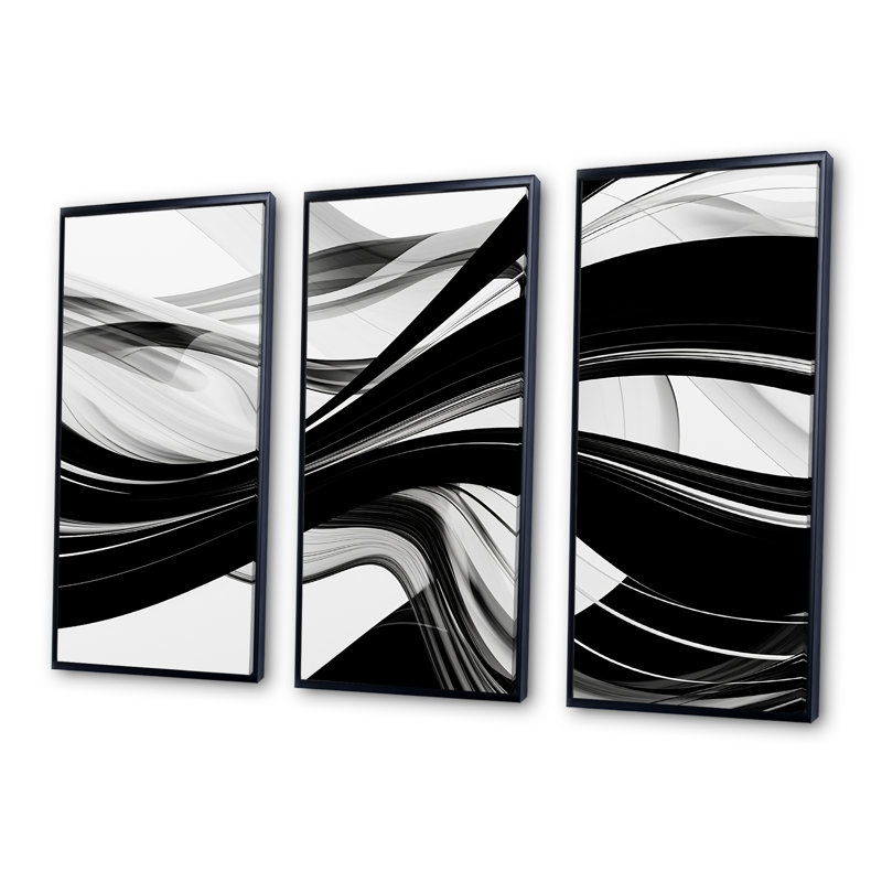 Cytlaly - Waves Wall Art Decor Set, Black Floater Framed, 32" H x 48" W x 1" D