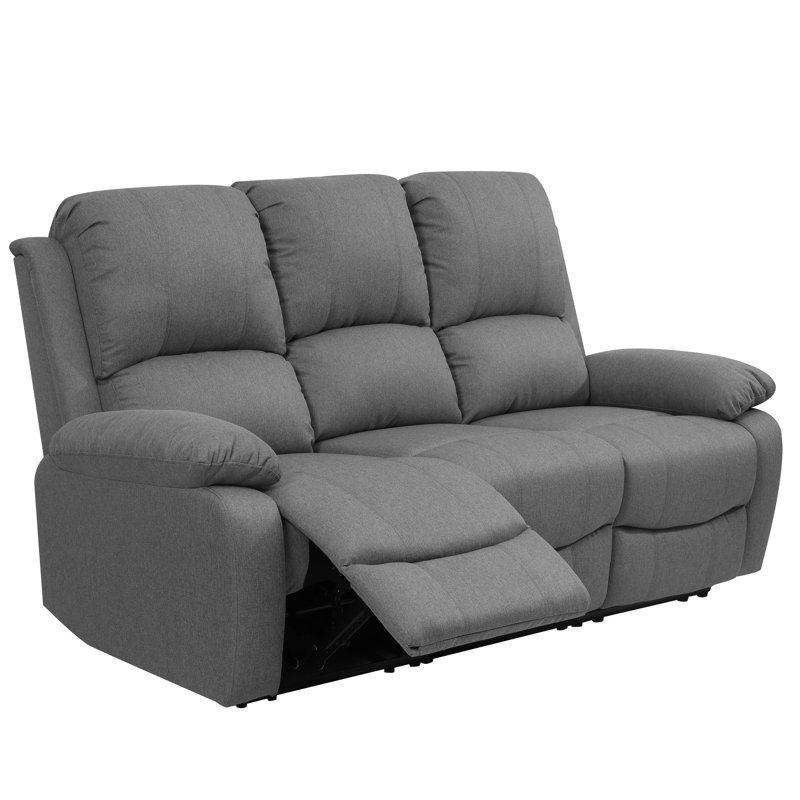 3 Seater Lafay Fabric Reclining Sofa, Light Grey