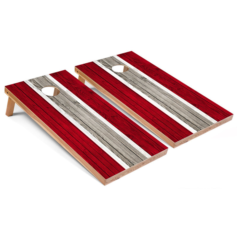 Panneaux de cornhole rayés à thème 2 'x 4' avec lumières DEL, Rayures rouges
